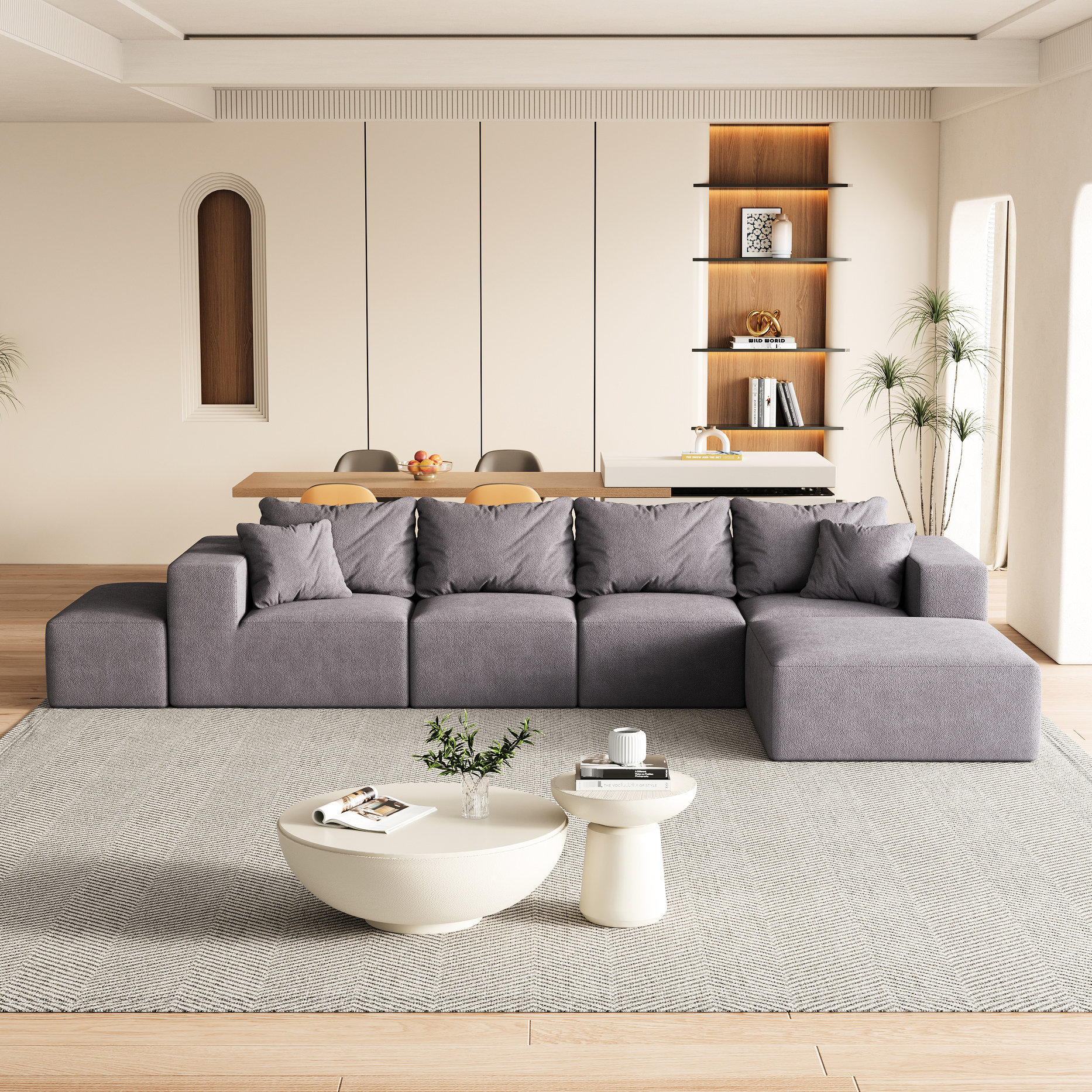 Latitude Run® Combination 132" L Shaped Upholstered Sectional With 6